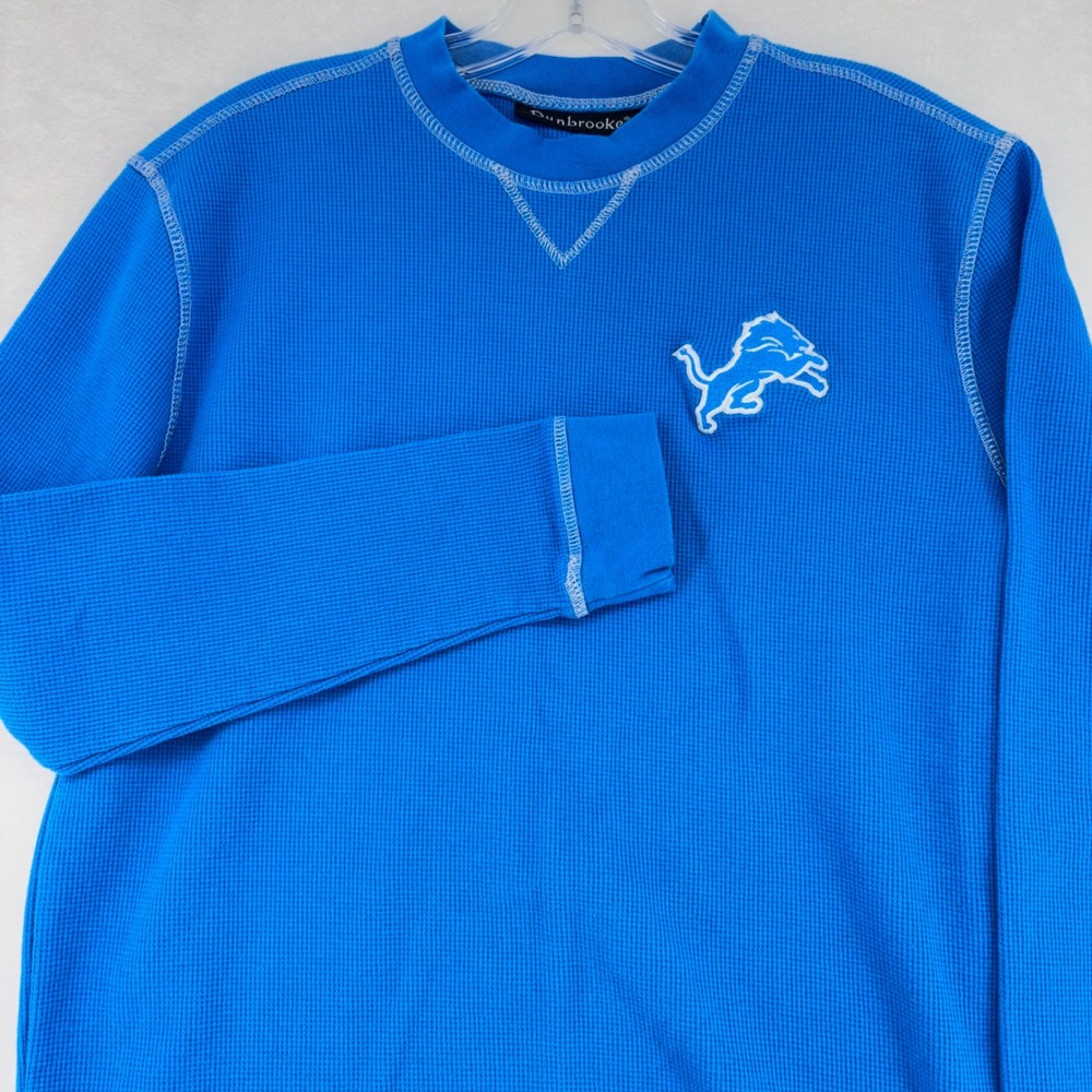 Dunbrooke Detroit Lions Mens Medium Blue Waffle Knit Thermal Long Sleeve Shirt